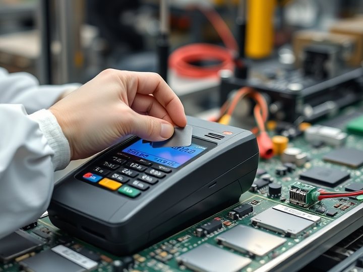 Módulo dispensador de un terminal de autoservicio en banco de pruebas